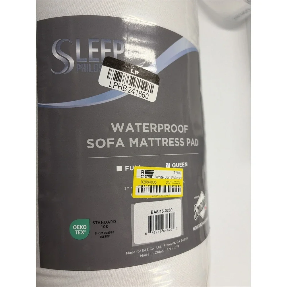 Sleep Philosophy White Waterproof Mattress 3M-Moisture Protection Pad Queen Size